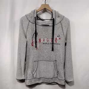 Disney World Epcot Hoodie Sweatshirt Men's M Gray World Showcase Retro 90s Y2K